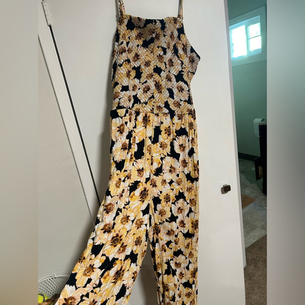 Maurice’s Plus Size Floral Women's Jumpsuit - Black and Yellow
